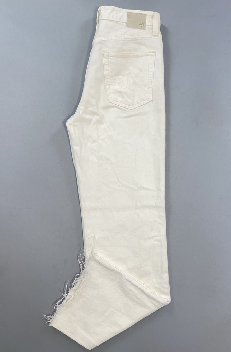 AG Italian Fabric Kora Ankle High Rise Wide Leg Fray 100% Cotton Denim Jeans. 26